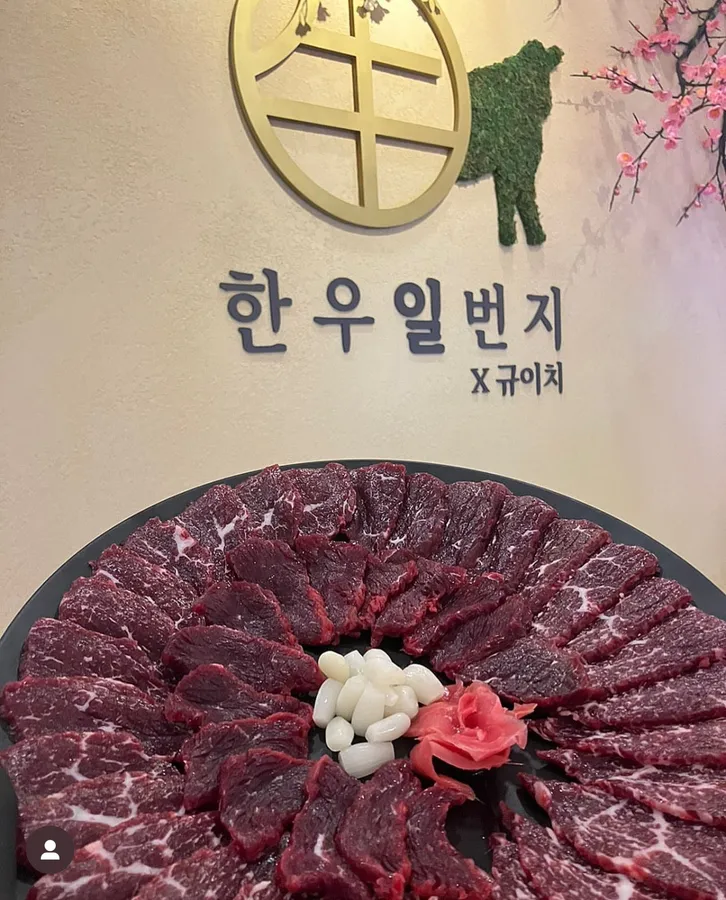 한우일번지식육식당 규이치 첨단점 한우 생고기 한접시 200g 공식 메뉴 이미지