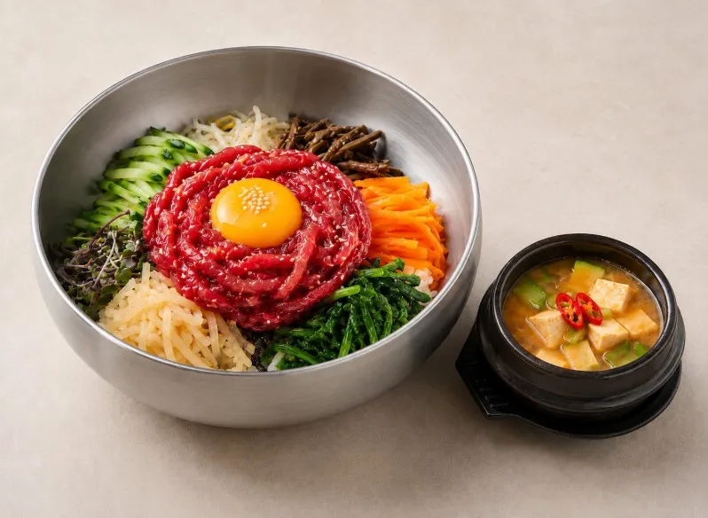 한우육회비빔밥+된장찌개 메뉴 사진