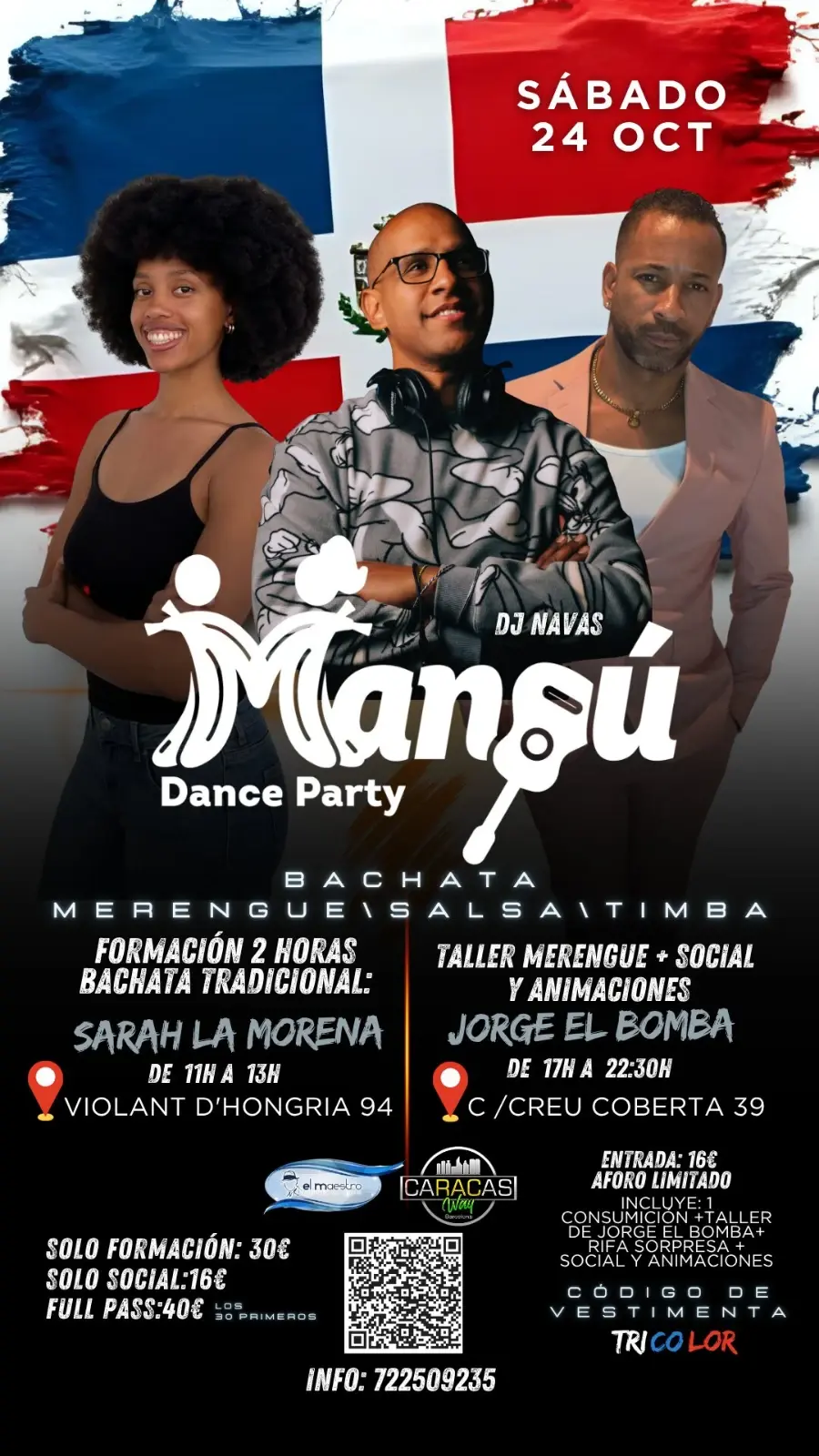 Mangú Dance Party & Traditional Bachata Workshop — Barcelona, October 24, 2026