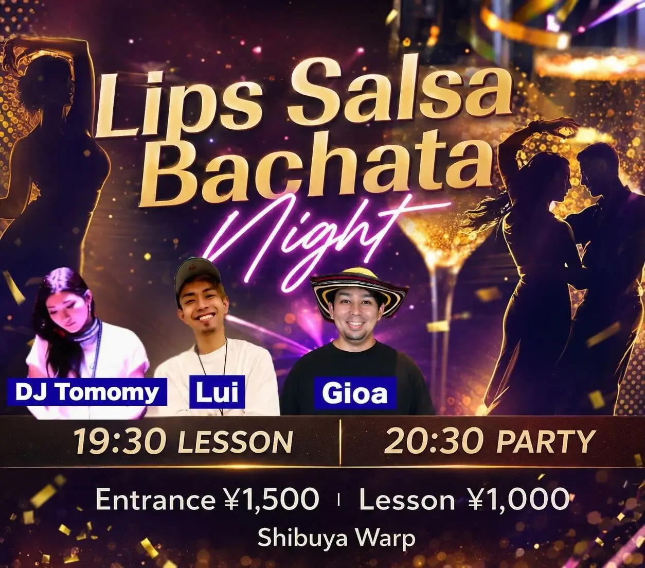Lips Salsa Bachata Night | 도쿄 시부야 살사·바차타 · 2026.10.28·11.25·12.23