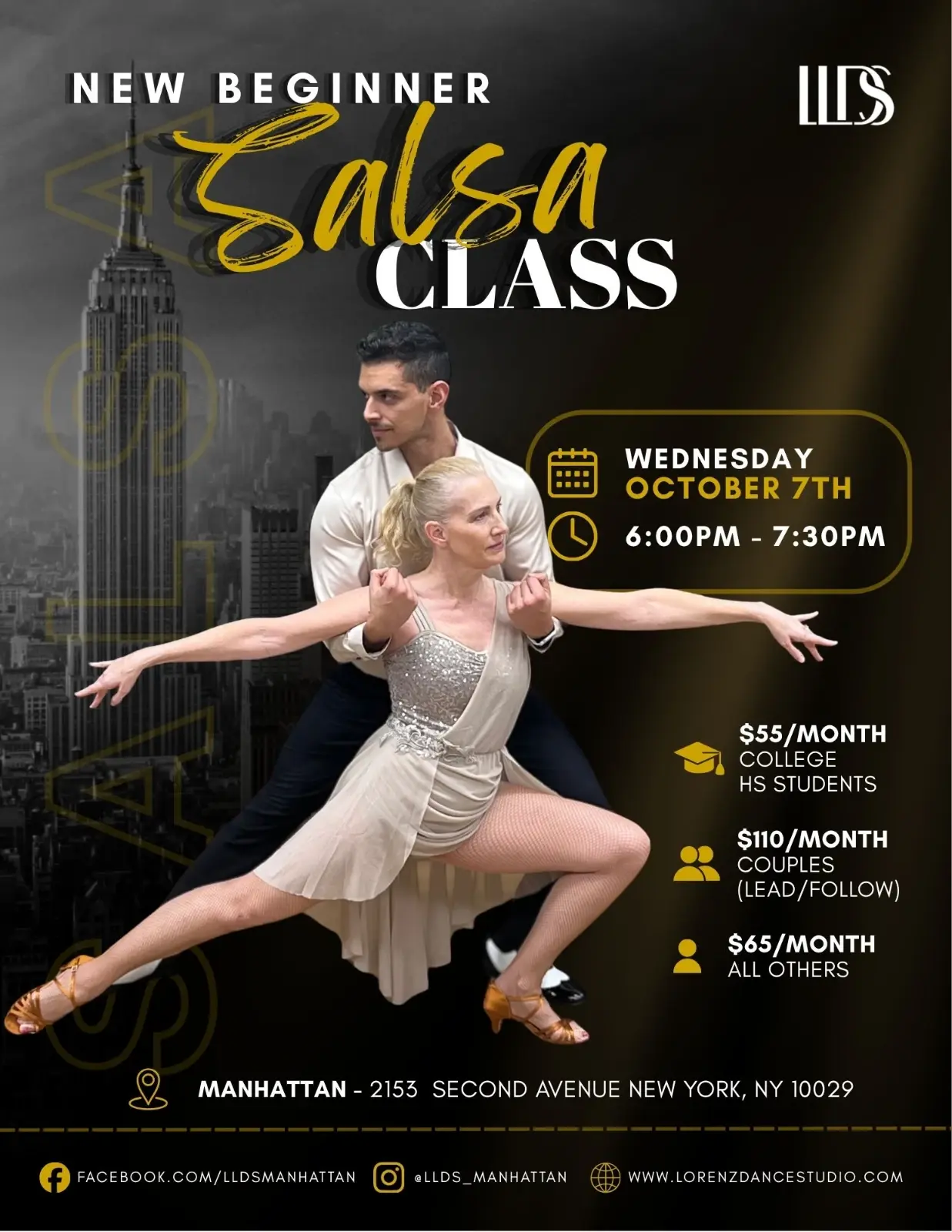 Lorenz Manhattan Beginner Salsa Class — New York | October 7, 2026