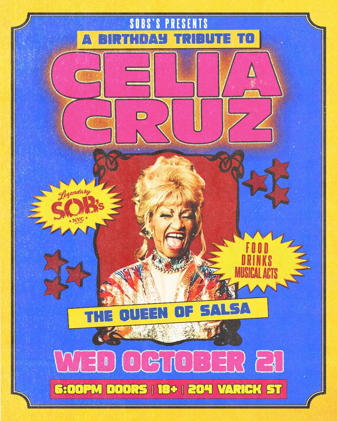 SOB’s New York Salsa Party — Celia Cruz 101st Birthday Live Celebration | October 21, 2026