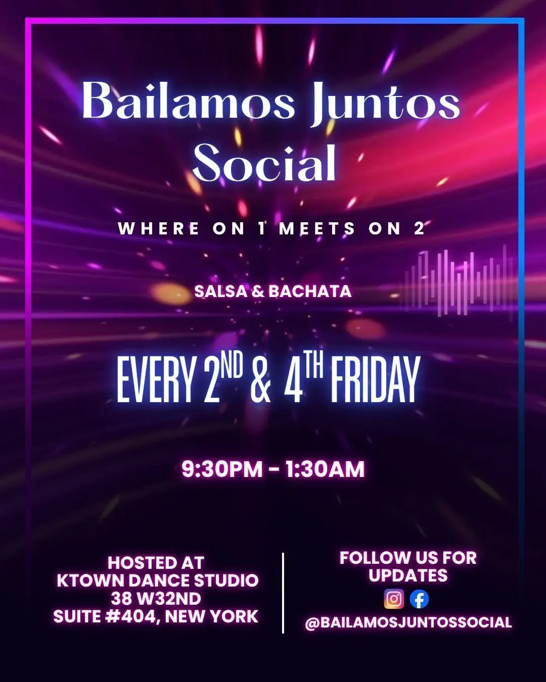 Bailamos Juntos Social · October 9 & 23, 2026 · New York 살사·바차타